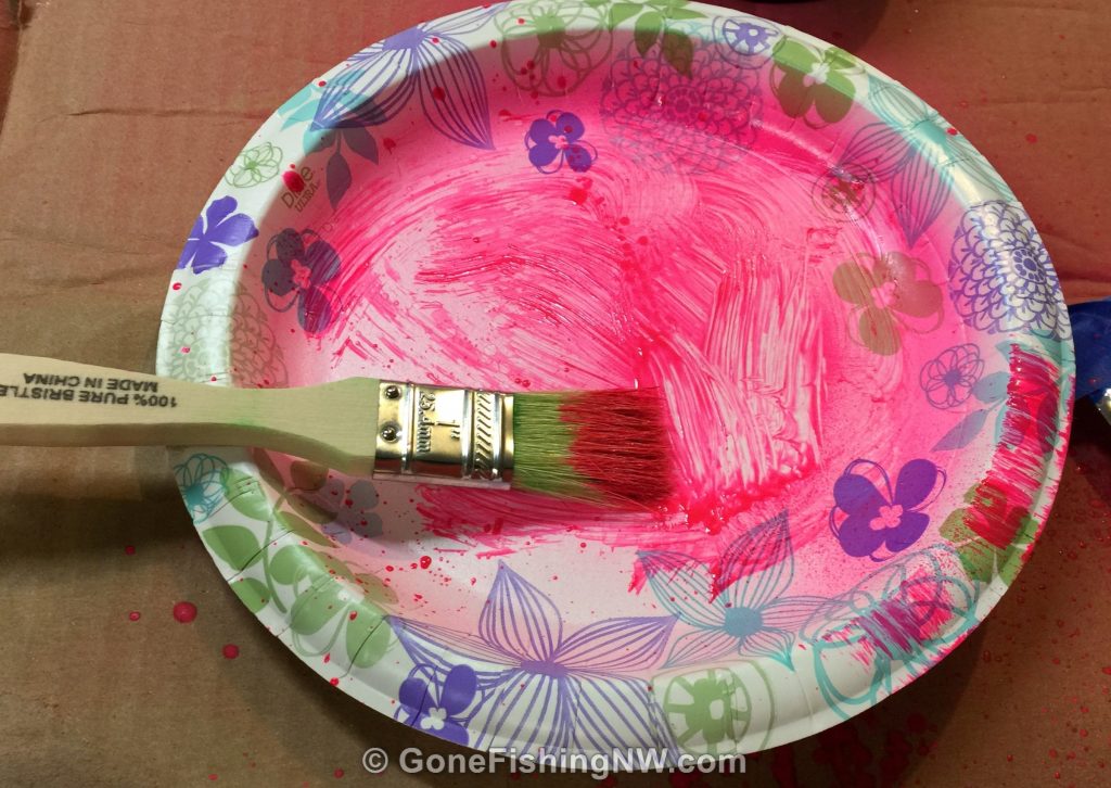 Use brush to splatter paint Gone Fishing Northwest